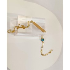 Παιδική Ταυτότητα Σε Κίτρινο Χρυσό 9Κ - Μοτοποδήλατο και μπλε ματάκι (KID189)